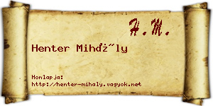 Henter Mihály névjegykártya