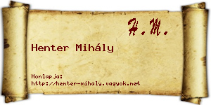 Henter Mihály névjegykártya